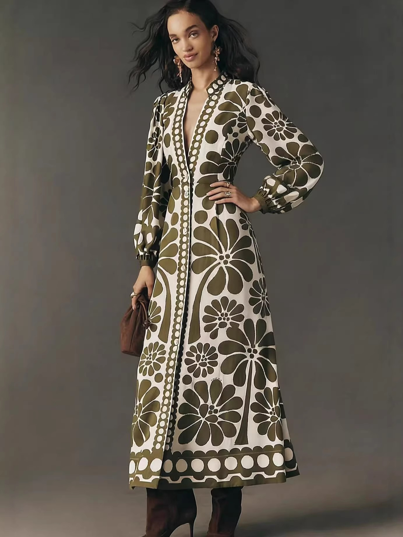 Women's Clothing Elegant Bohemian Printed Shirt Dress Long Sleeved Women's Clothing For Formal & Casual For Women_ecoleips.com