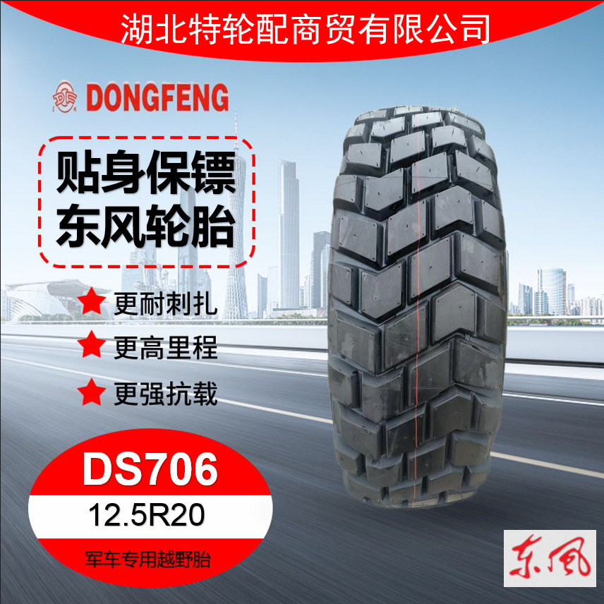 东风轮胎（DF)正品耐磨12.5R20 适用于东风EQ2102轮胎花纹DS706