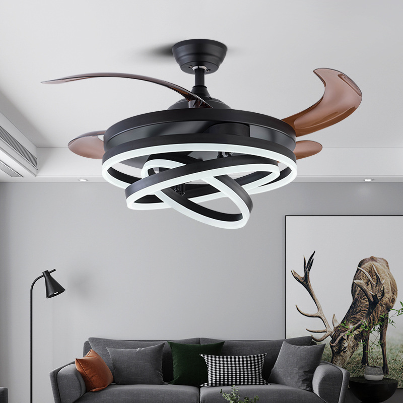 Invisible fan light ceiling fan light dining room living room bedroom with electric fan chandelier modern simple light luxury Tmall Genie