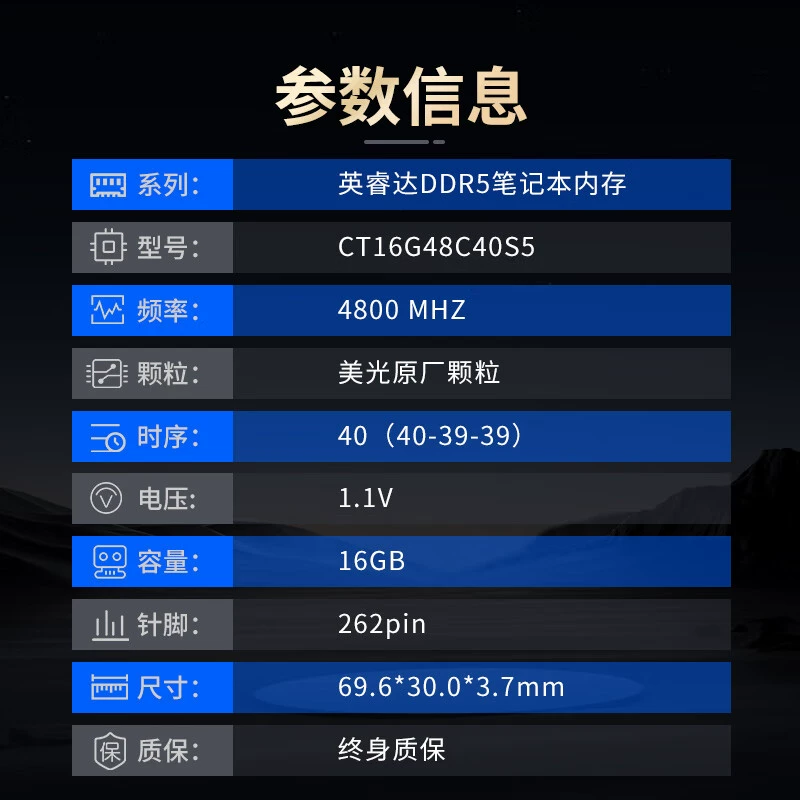 Ноутбучная память (Crucial) DDR5 4800/5600 МГц, 16/24/32/48 ГБ SODIMM, одиночные и киты 2×