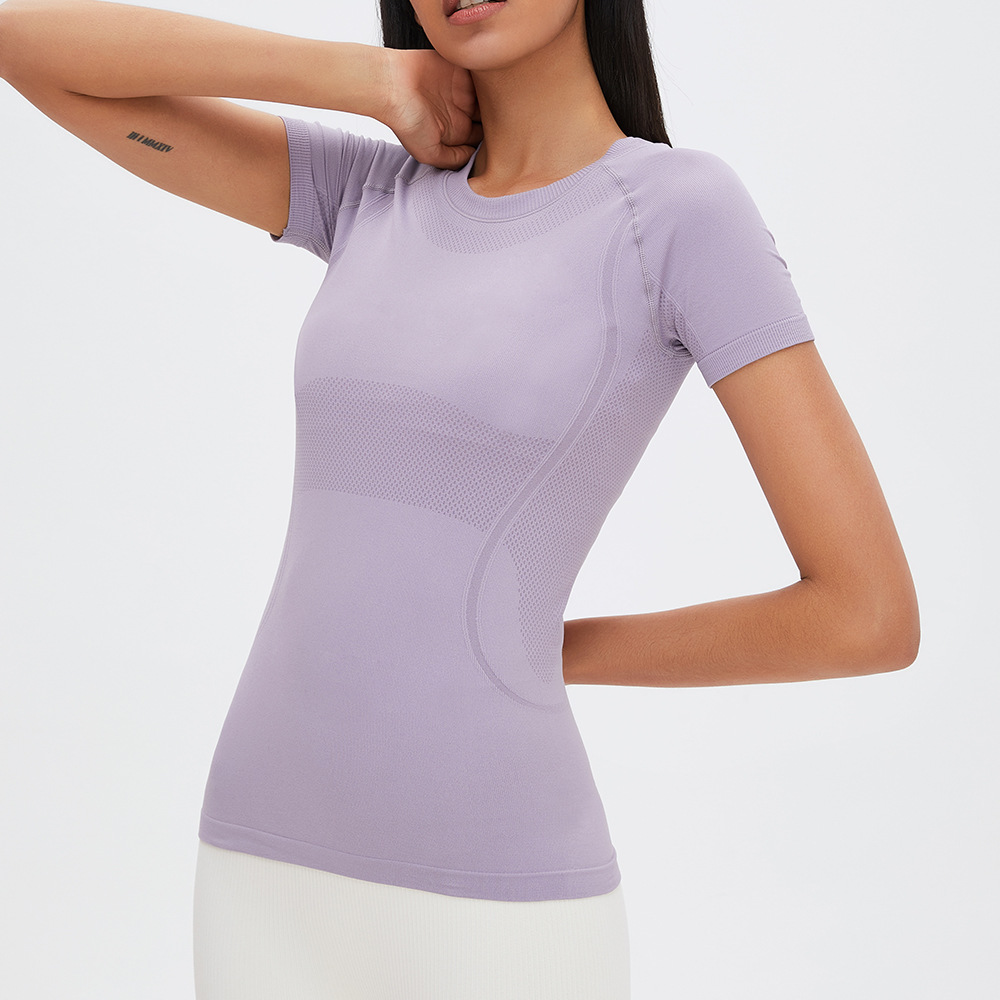Yoga sin costuras deportes superior ropa de yoga básica del todo partido Camiseta deportiva ropa de fitness yoga transpirable de manga corta