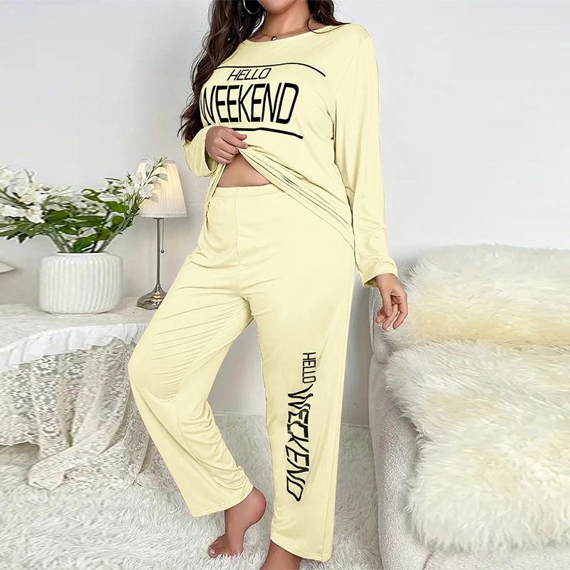 Nuevo conjunto de ropa de casa de seda de leche estampada de talla grande para mujer, pijama casual de uso diario para primavera y otoño, ropa de dormir gruesa_voghion.com