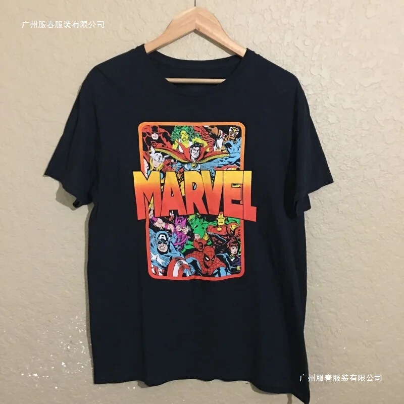 2026 Hot New Marvel Hero Graphic Print T-Shirt Retro Men's and Women's Cotton T-Shirt Casual Trend Oversized