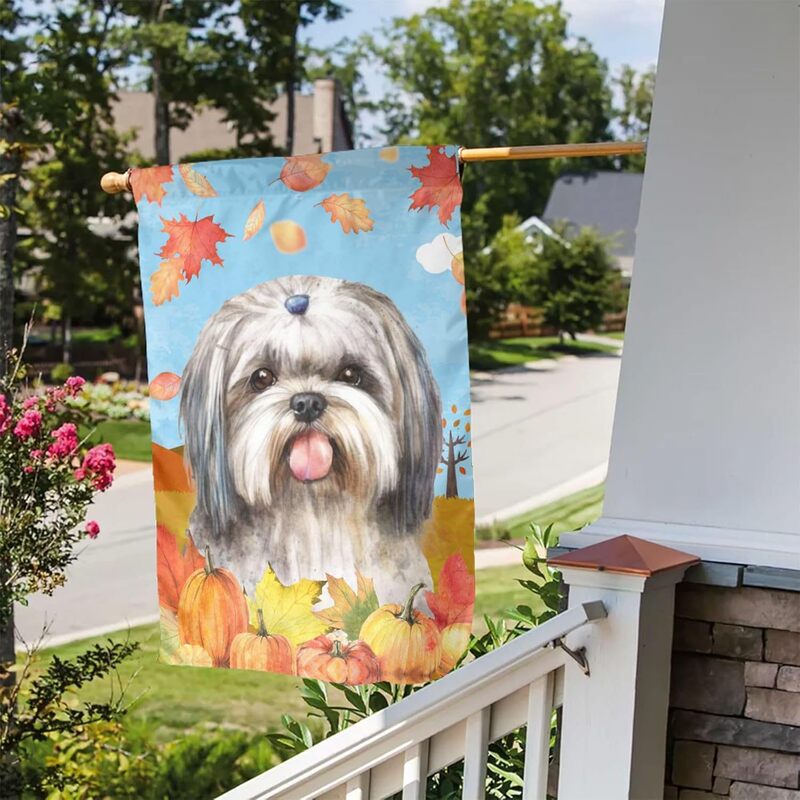 Cross-Border Customized Wholesale Outdoor Courtyard Festival Double-Sided Vertical Decoration Xishi Dog Garden Flag