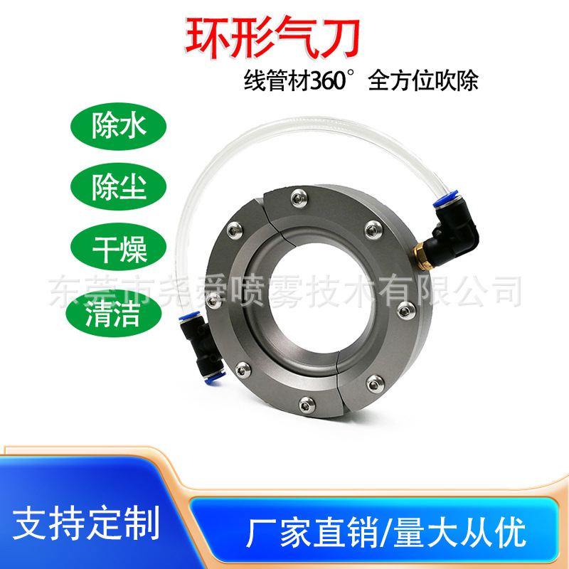 铝合金环形气刀风刀360度吹干除尘线材管气流擦洗器风干圆形风刀