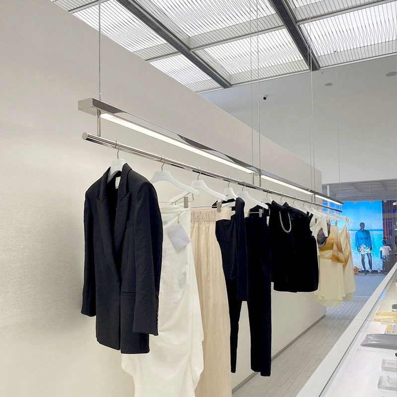 Clothing store display rack stainless steel ceiling rack hanging…