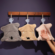 新款可挂式小熊珊瑚绒清洗抹布厨房卫生间多功能吸水速干擦手毛巾