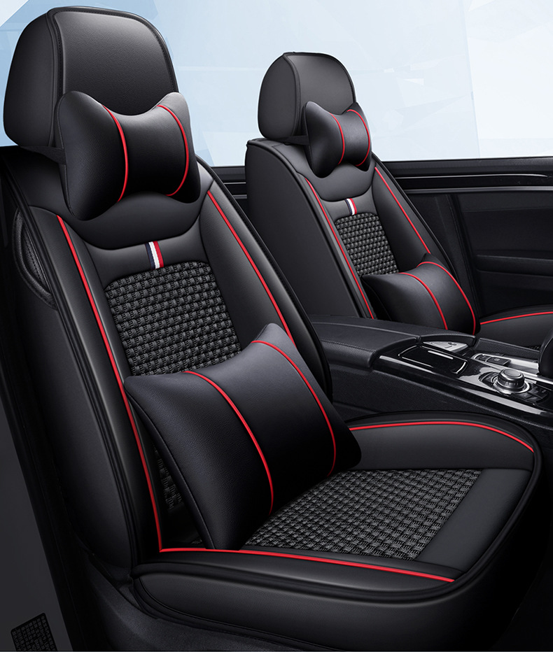 New cross-border Nappa leather and ice silk full-cover car seat cushion and seat cover, suitable for all seasons, comfortable and breathable, wholesale for foreign trade