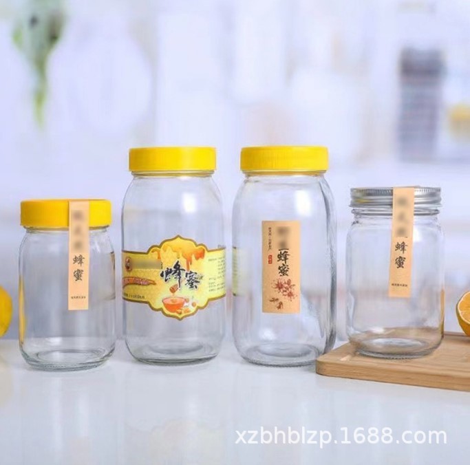批发食品级玻璃蜂蜜瓶500克分装罐2斤蜂蜜专用罐两斤空瓶包装圆瓶