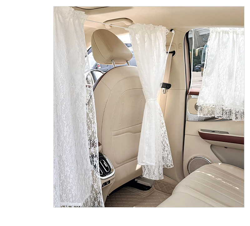 Lace double-layer car partition curtain sunshade curtain sunscreen heat insulation car sunshade retractable car privacy curtain