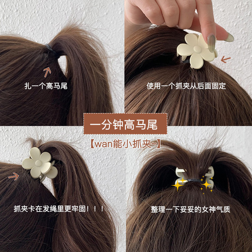 New High Ponytail Fixing Magic Sandpaper Small Hair Clip Back of Head Anti-Drift Shark Clip Flower Hair Accessory