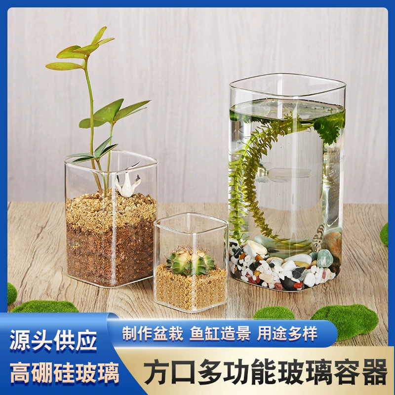 Высоко боросиликатная стеклянная ваза с квадратной трубкой