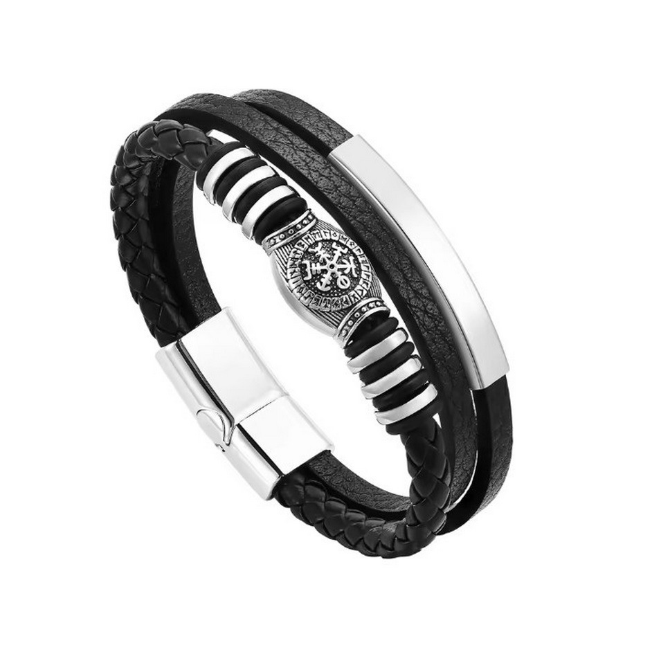 Men's Braided Leather Bracelet Waterproof And Hypoallergenic_voghion.com