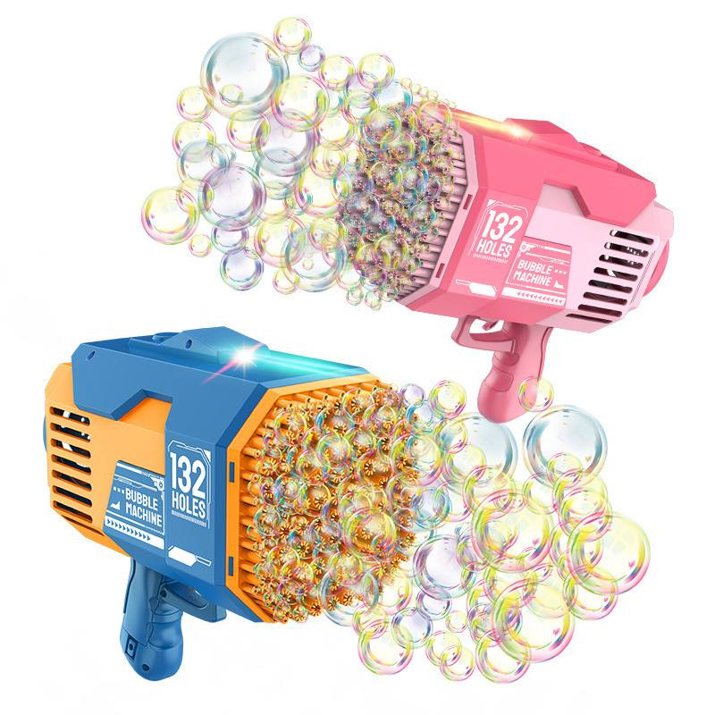 El comercio exterior en línea popular 132 hoyos lanzador de cohetes regalo de los niños de mano eléctrico Magic Light Bubble Machine juguete