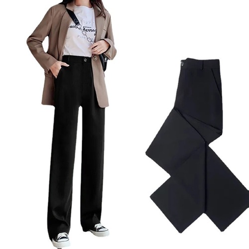 Fashion wide-leg women's pants summer thin model with drape straight-leg western pants for petite summer long pants black suit pants