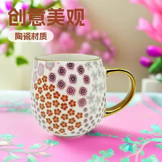 小清新创意花朵马克杯家用咖啡杯陶瓷杯办公早餐牛奶杯咖啡杯下午