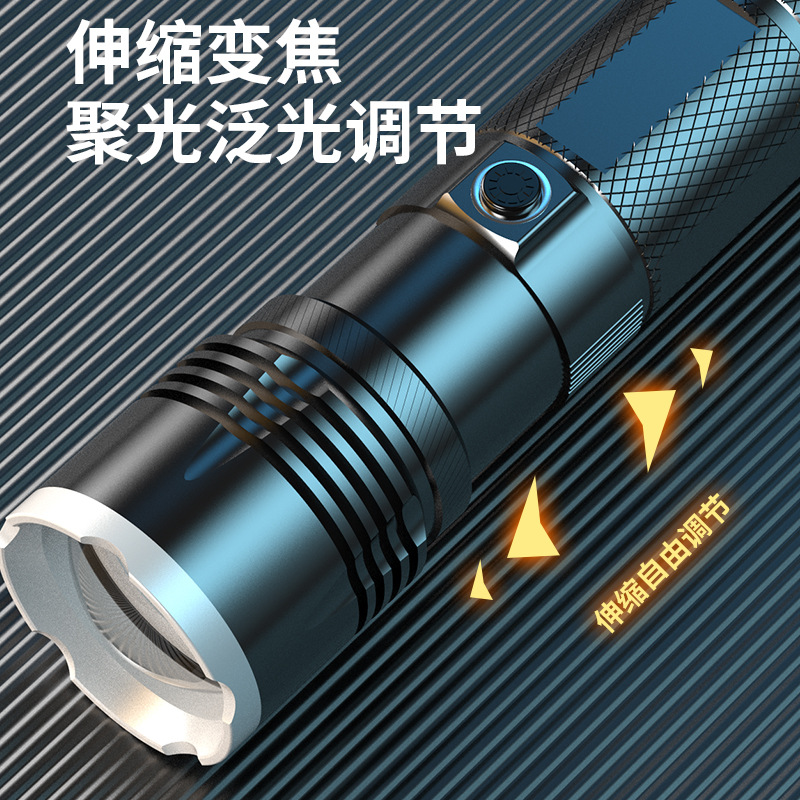 Nueva linterna láser con pantalla LCD Tipo-C de carga rápida Linterna de zoom telescópico de largo alcance Linterna fuerte para exteriores