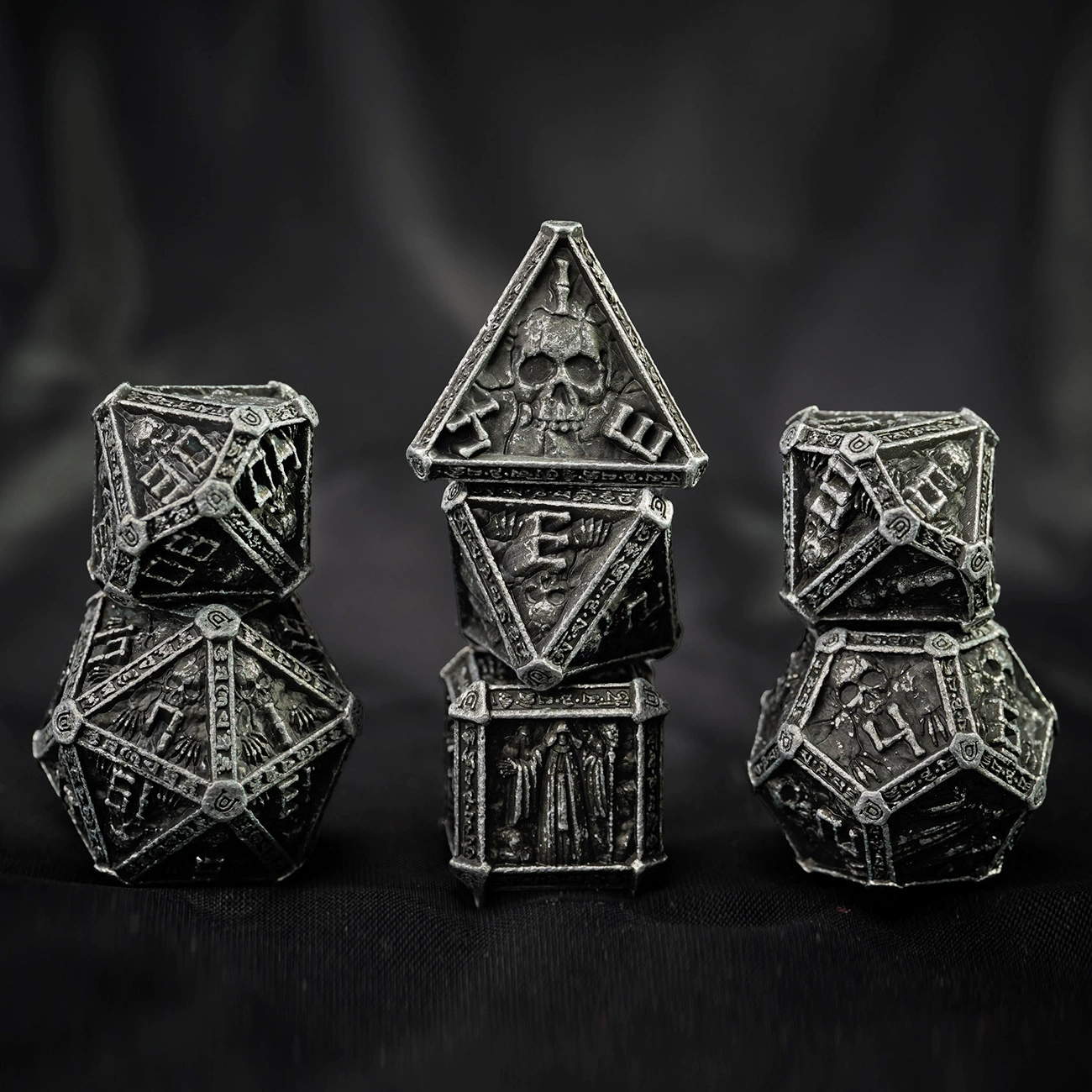 Набор металлических кубиков-магии Wizard, декоративные многогранники из цинкового сплава, 213.4 г, вариант бархатного мешочка или металлической коробки