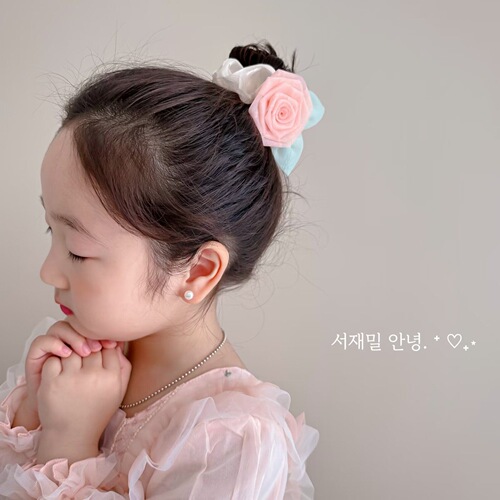 New chiffon temperament flower children's hair tie parent-child satin large intestine ring hair rope headband