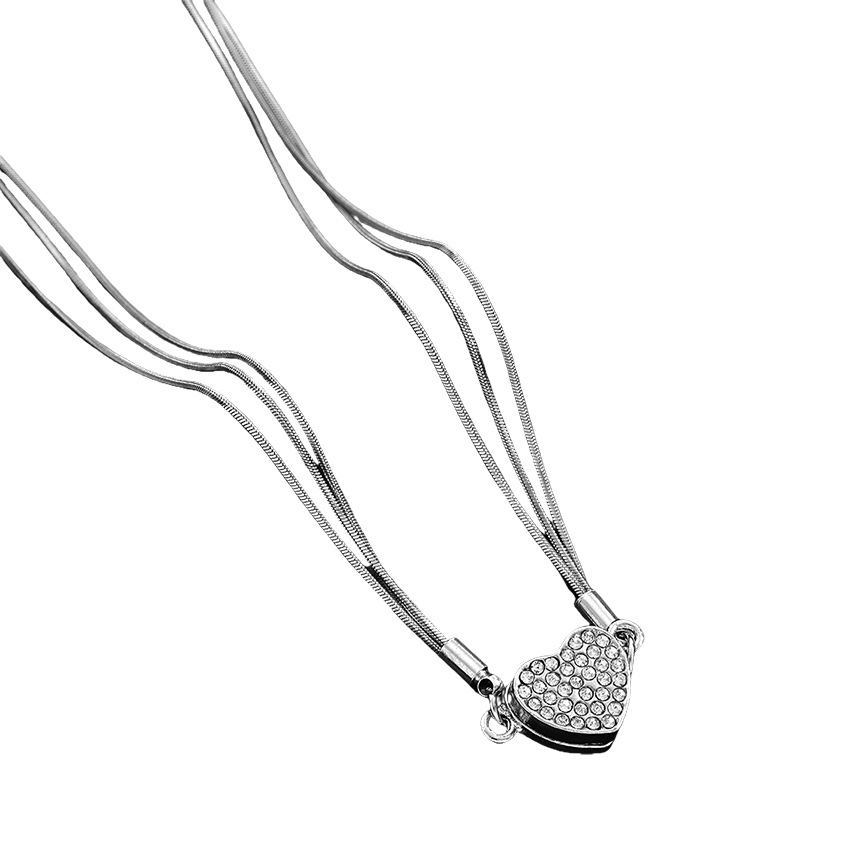high-level design magnetic love necklace multi-layer snake bone chain diamond women's niche temperament jewelry_voghion.com