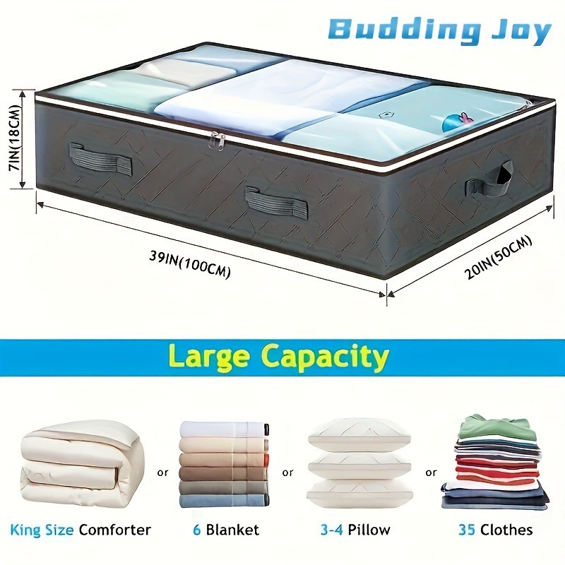 1 piece foldable under bed storage bag, clothes and blanket organizer, space saving home design