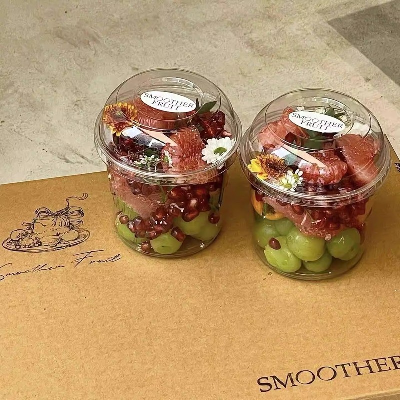 水果杯一次性网红果切盒透明塑料杯沙拉冰粉水果捞打包盒摆摊盒子|undefined