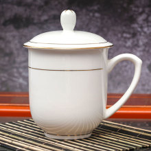 骨质瓷水杯工厂批发景德镇陶瓷杯办公会议杯宾馆茶杯带盖单位印字