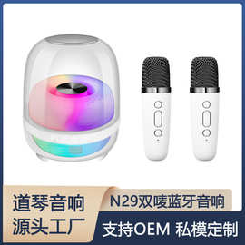 厂家批发无线话筒蓝牙音箱 N29炫彩式透明音响 多功能智能K歌音箱