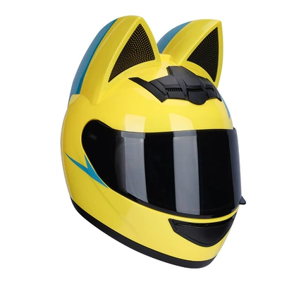 Motosiklet kaskı (dəbilqə) — Electric Vehicle Helmet, in Stock - yellow-and-blue-knight-cat-black-lenses-s