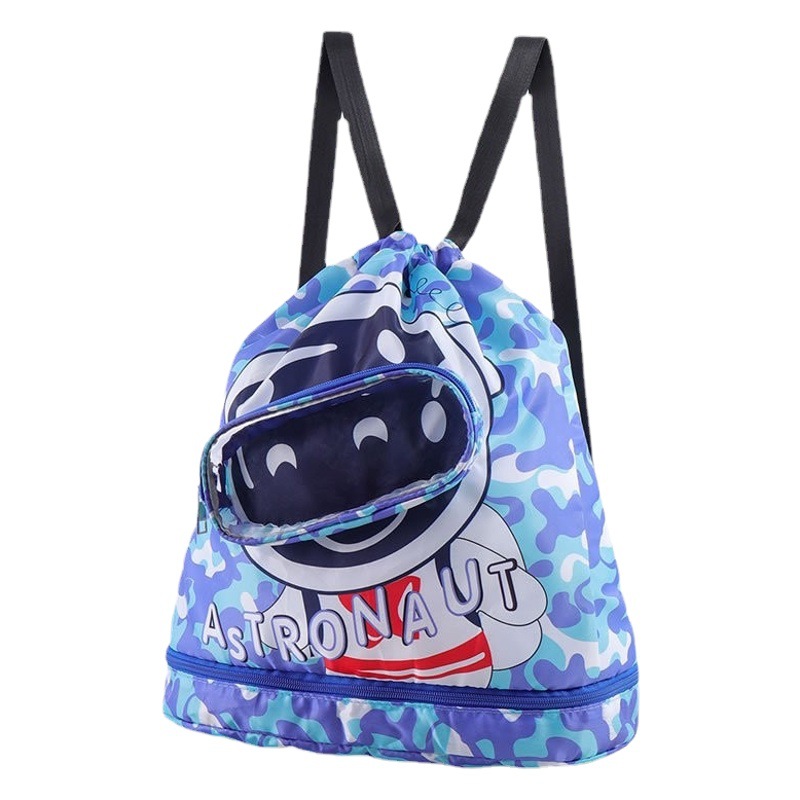 Bolsa de natación para niños de separación húmeda y seca bolsa de almacenamiento impermeable para niños y niñas deportes portátil mochila de playa de dibujos animados lindo
