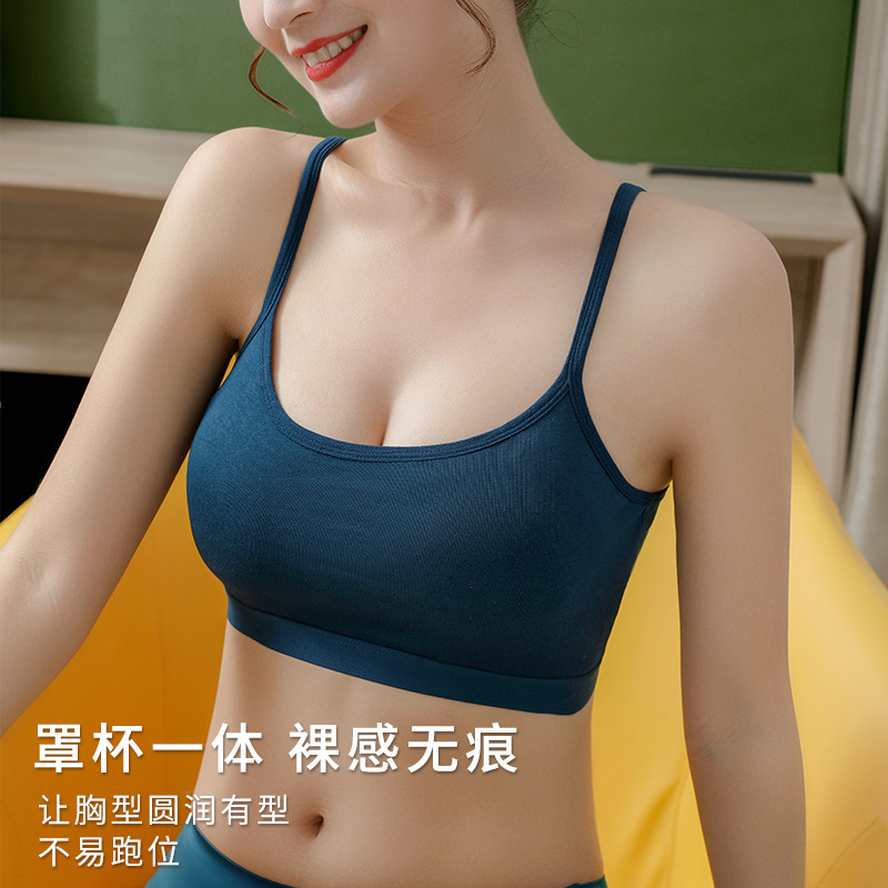 Xinpan 3040 Pure Cotton Underwear Women's No Steel Ring One-piece Chest Pad Beauty Back Sling Tube Top Sports U Vest Bra