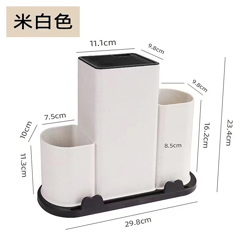 Juego de utensilios de cocina Juego de combinación de cuchillos de cerámica de 13 piezas Cubo de almacenamiento Juego de color de paja de trigo Soporte para cuchillos