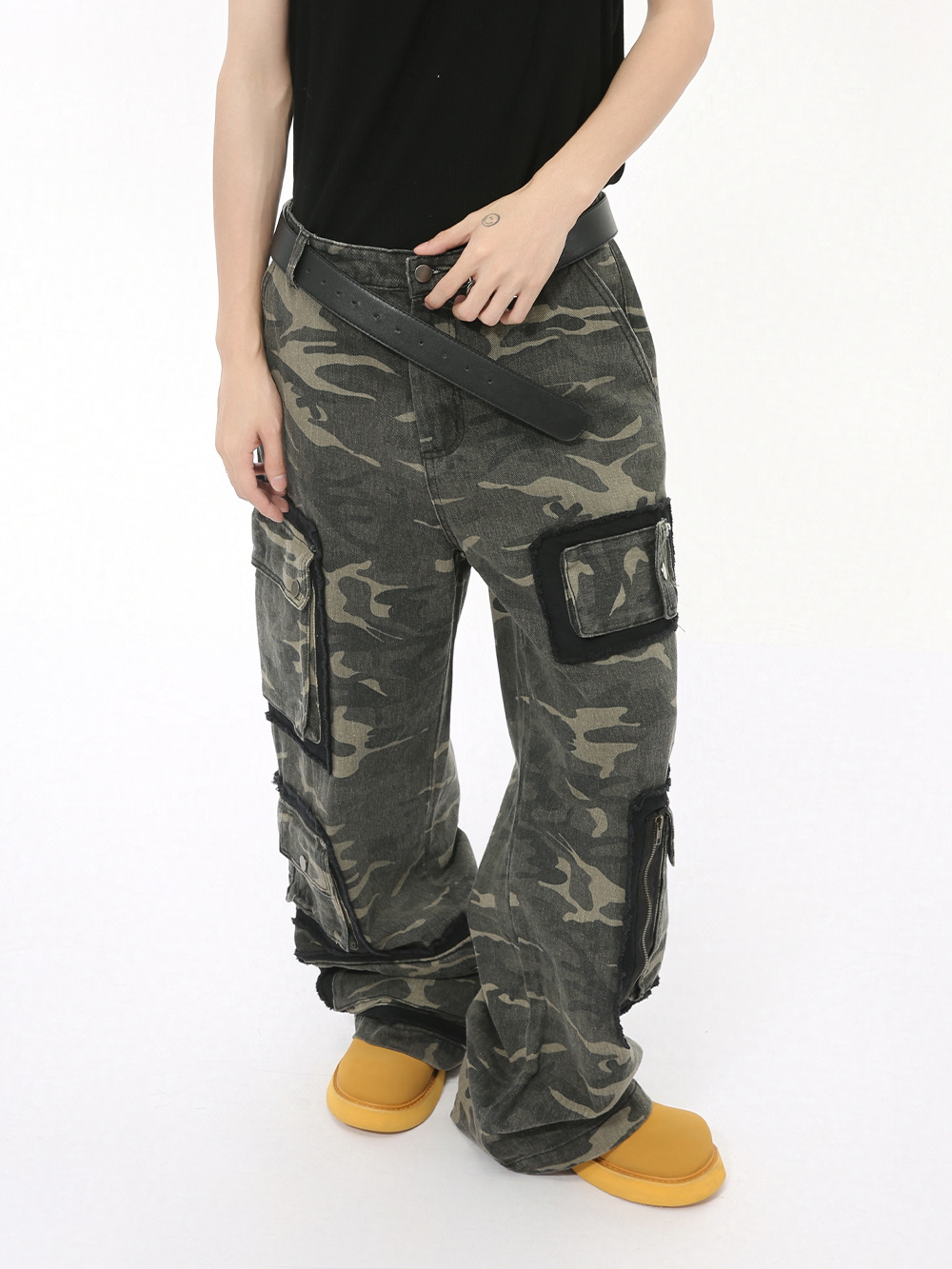 MTLCLOTHES Hombres| Otoño nuevo diseño personalizado de calles de alto nivel de bolsillo camuflado pantalones de trabajo recto