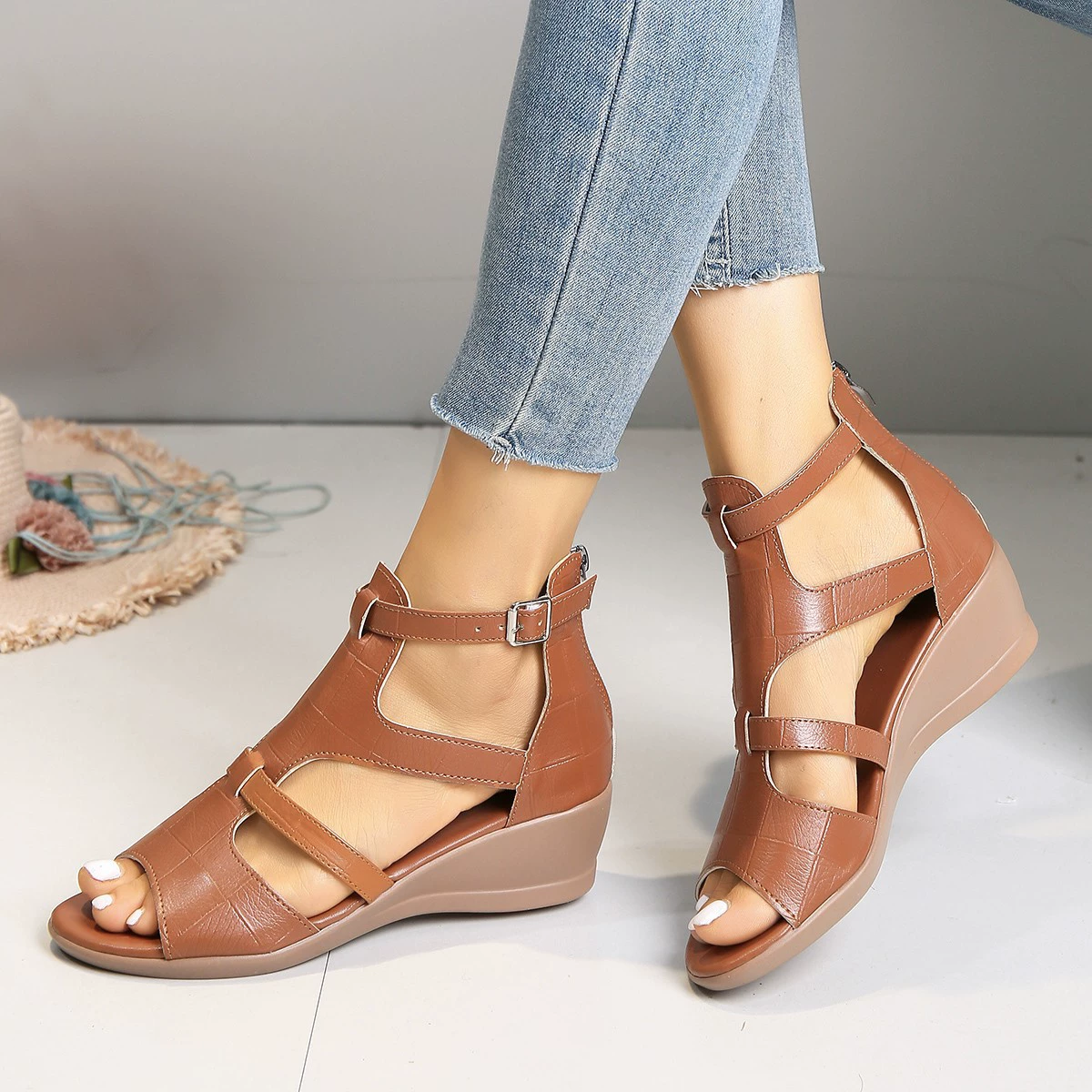 Sandals, summer footwear platform, plus size