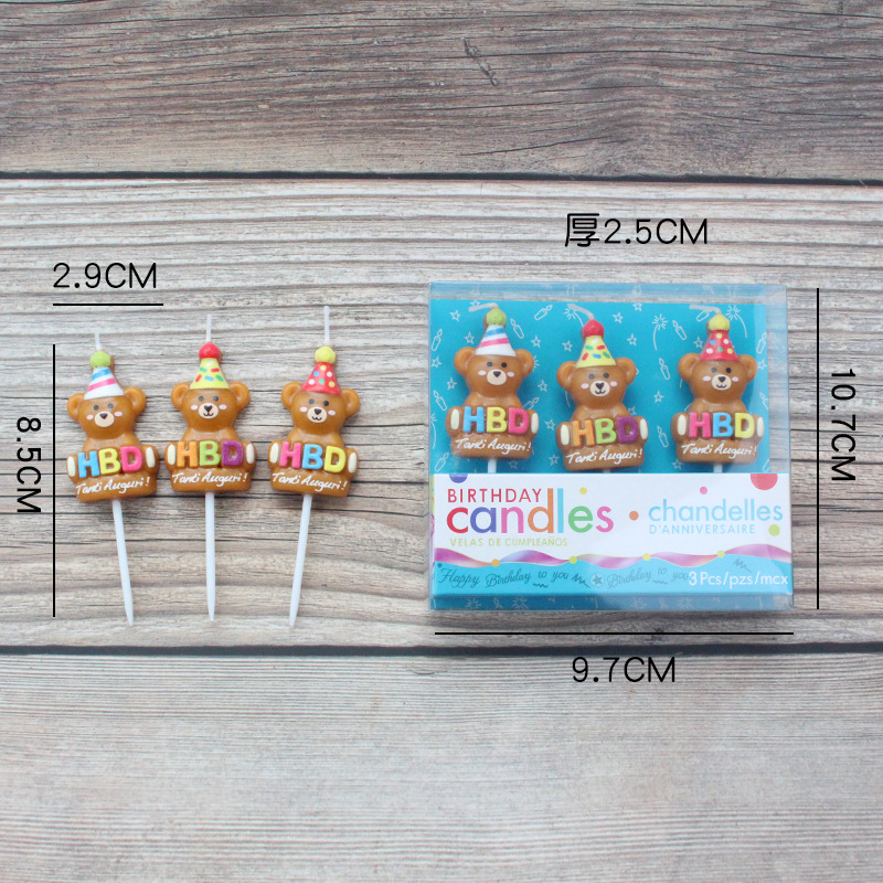 Vela de cumpleaños de dibujos animados al por mayor popular fiesta de flores oso dinosaurio donut cara sonriente vela de pastel para niños