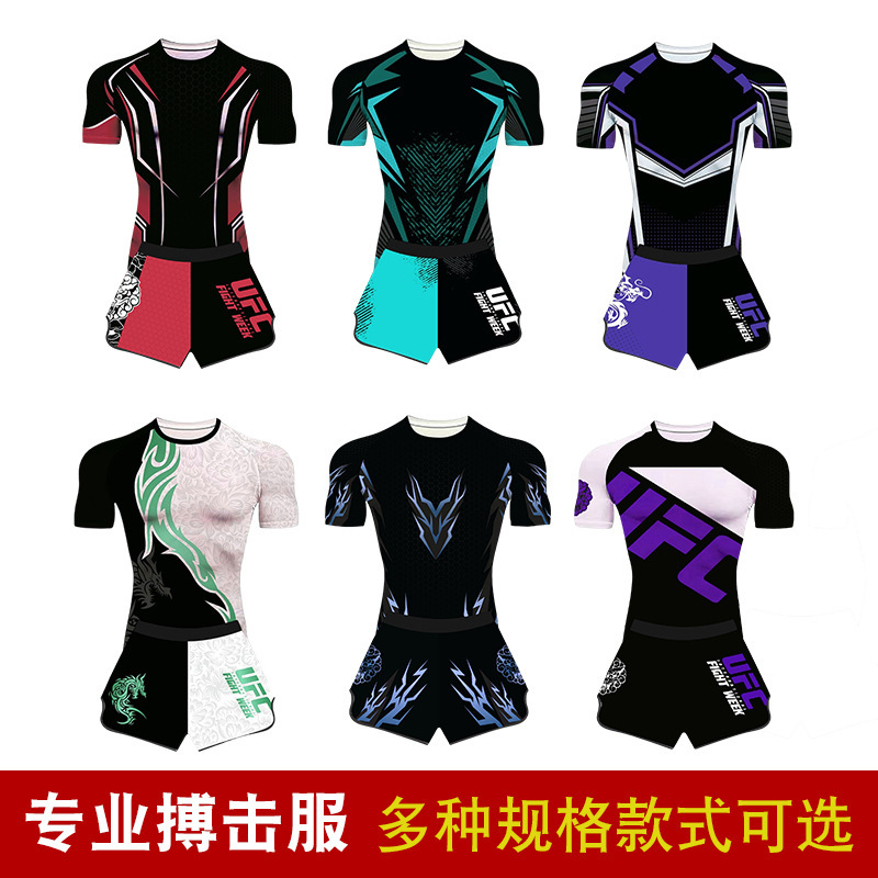 Muay Thai Shorts Venom Quick-Dry Short-Sleeve Set for Men and Women Ufc Fighting Boxing Training Wear Camouflage