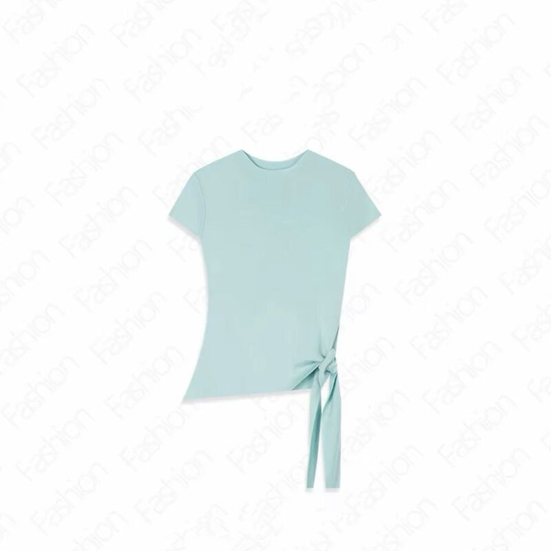 Beautiful Summer Casual Lace-Up Round-Neck Short-Sleeved Knitwear 2026 New Summer Style Hot Girl Simple and Versatile Top