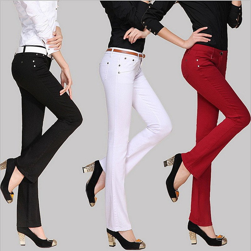 New Korean version of slimming candy color jeans women's elastic color micro flared pants pants wholesale a generation of hair