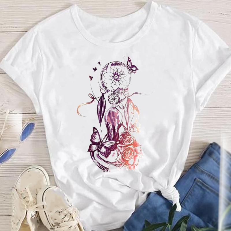 114g Weight Short Sleeve Sleeve Length Pullovers Placket Type Regular Sleeve Sleeve Type Polyester Fabric Type Regular Top Length T-shirt Tops Type Daily Occasion Round Neck Neckline Breathable Function Regular Fit Fit Type Flower Pattern Summer, Spring, Autumn Season Women'S Gender Printing Design Fashion Style Wholesale Women'S Fashion Flower Short Sleeve Printing T-Shirts 10