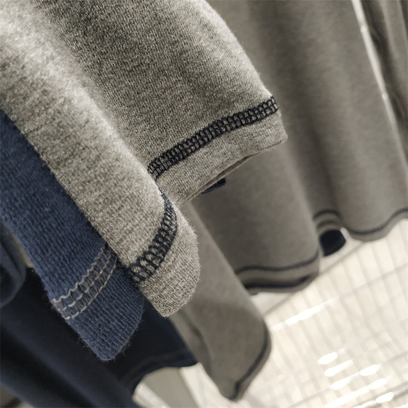 (2개) 토성 자수 티셔츠 여성 가을 2024 대비 칼라 슬림 핏 슬림 핏 스트레치 올 매치 라운드 넥 탑