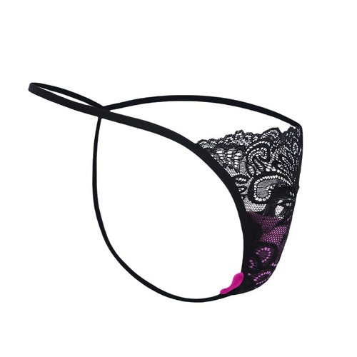 Erotic lingerie: seductive, sexy lace vibrator panties—women's wearable design with built-in vibrator wand, featuring a stylish thong-style crotch.