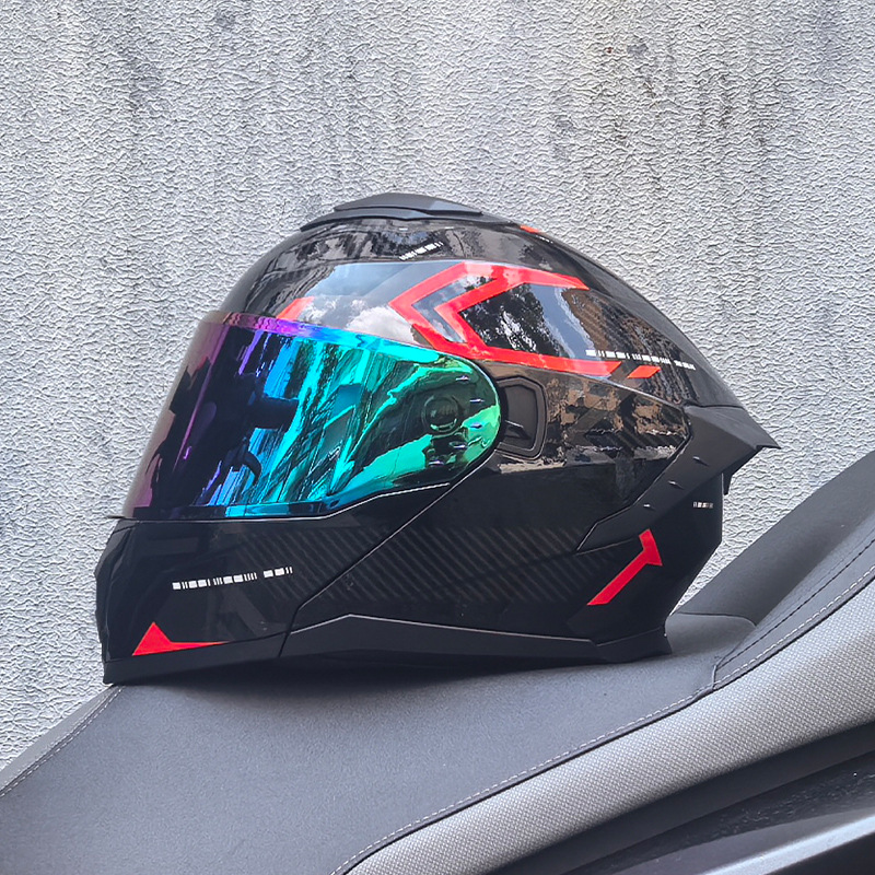 LVS3C certificado casco de motocicleta estándar nacional para hombres y mujeres casco de cara a cara casco de locomotora de verano seguridad general de cuatro estaciones