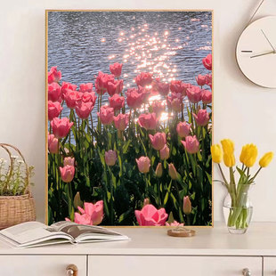 Framed Tulip Flower Diamond Painting Full of Diamonds Living Room Handmade DIY Small Pieces of Diamond Cross Stitch 2025 New Bedroom