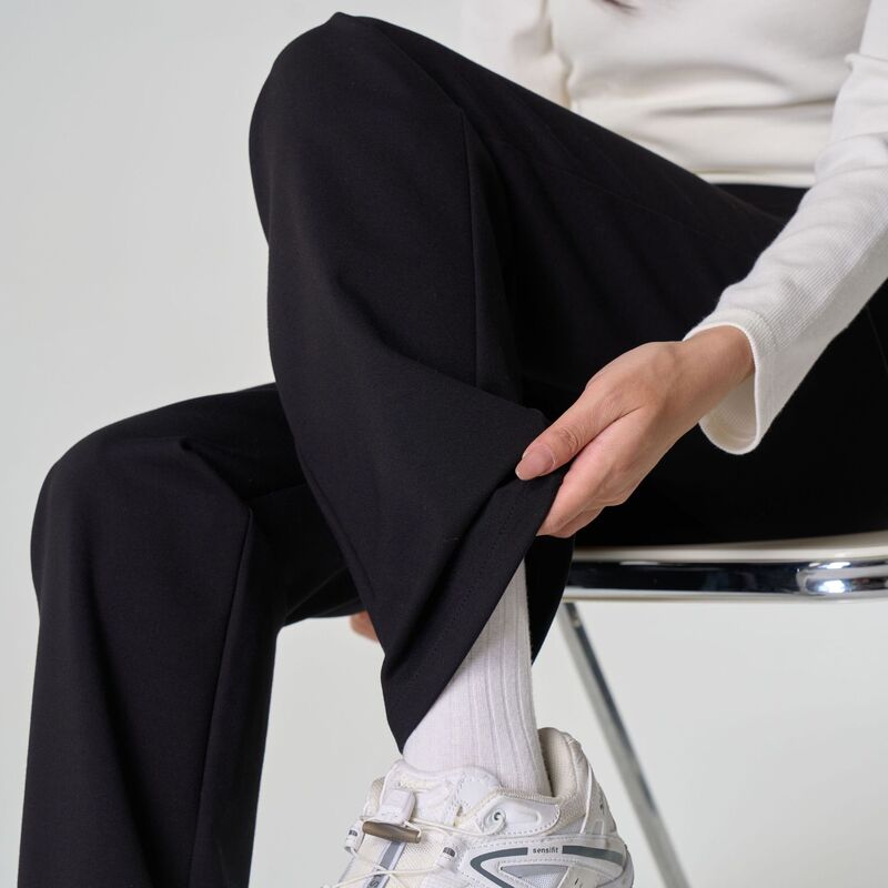 [Supermodel Pants Series] Autumn and Winter Women's New Slimming Cotton Black Wide-Leg Cigarette-Style Casual Stretchy Flared Long Pants