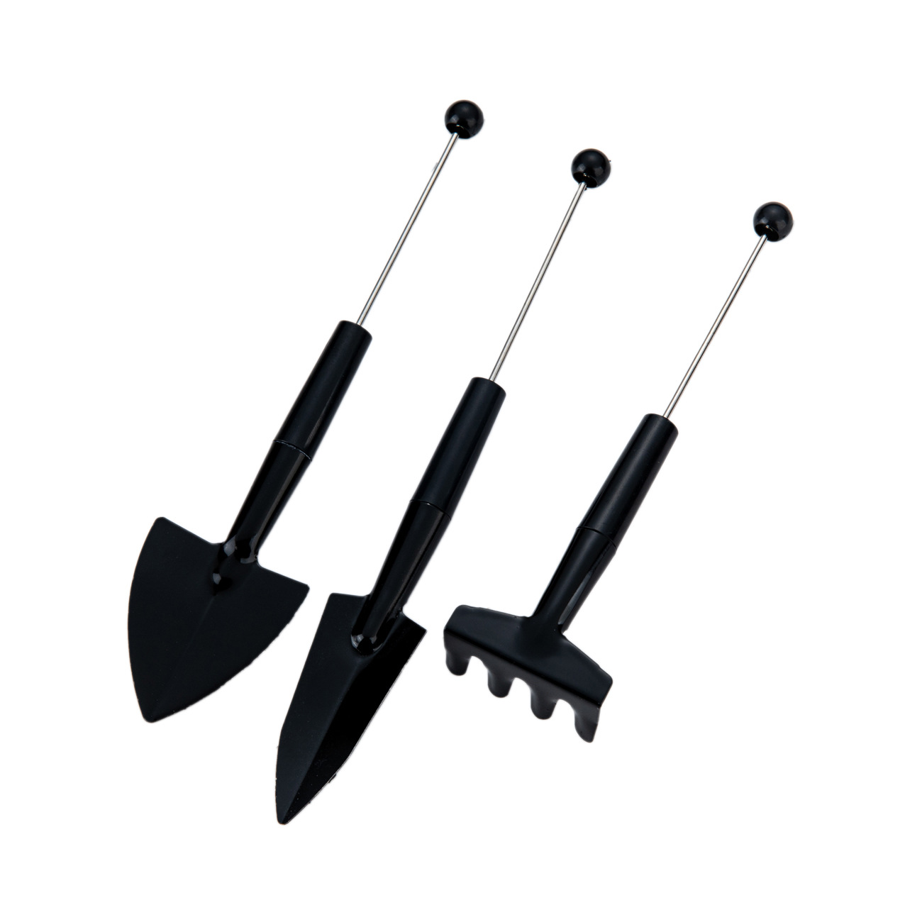 DIY cuentas herramientas de jardinería set de tres piezas rastrillo flor plantación de flores carnosas pequeñas herramientas de pala pequeña pala maceta