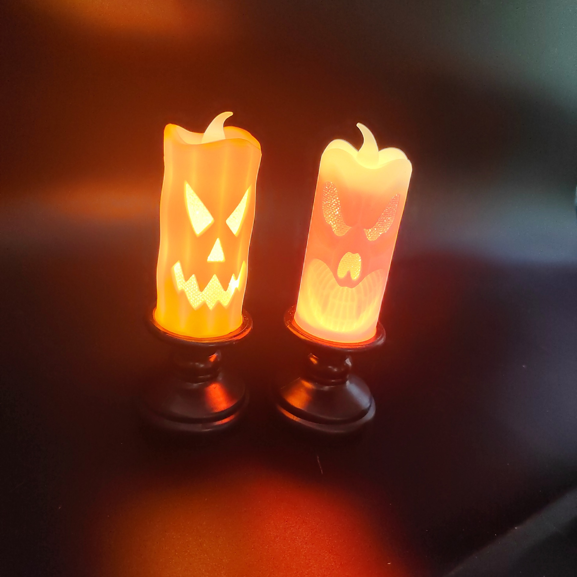 Decoración de Halloween calabaza lámpara de vela LED lámpara de vela electrónica accesorios de decoración horror lámpara de calavera adornos de vela