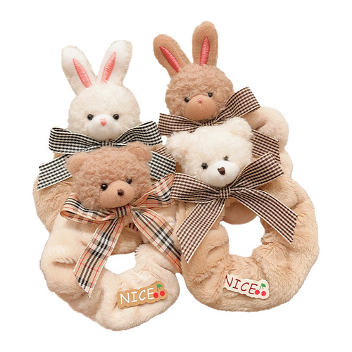 Children's Milk Coffee Color Headband for Girls, Cute Plush Hair Band for Girls, Non-Damaging Elastic Hair Accessory