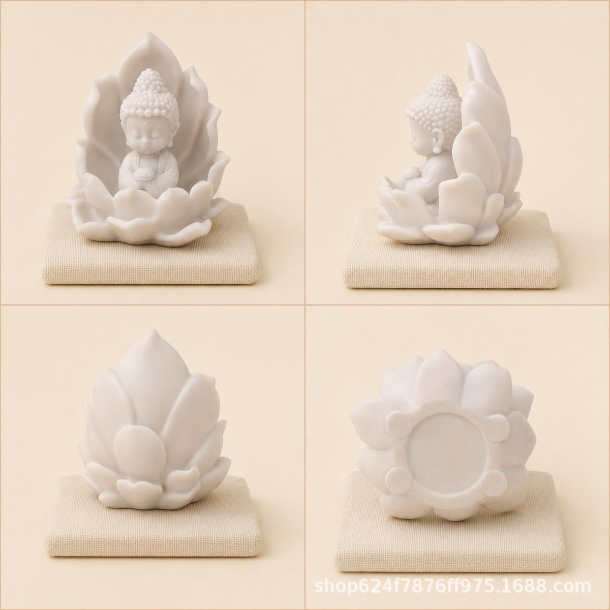 Cute Lotus-Sitting Buddha Figurine for Car and Desktop Decoration, Zen-Inspired Center Console Ornament