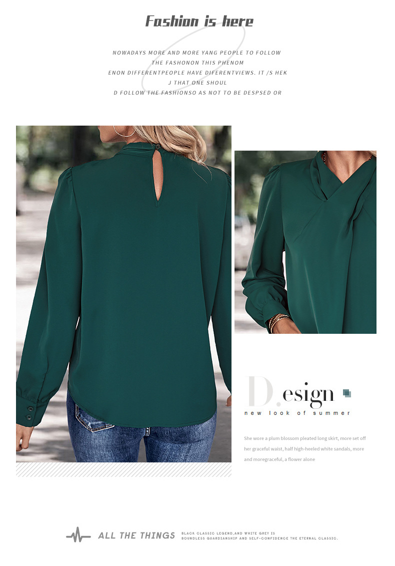 autumn new fashion women's solid color pullover long-sleeved shirt_voghion.com