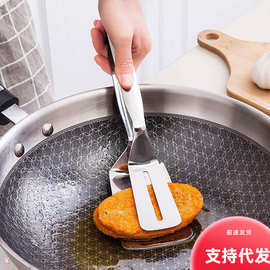 不锈钢烧烤夹煎鱼铲创意披萨牛排夹多功能食品夹防烫面包夹子批发